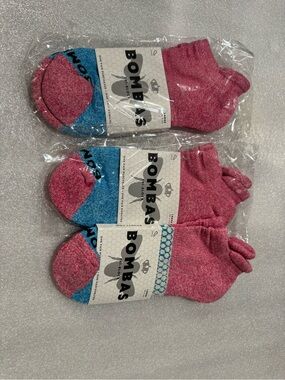 Bombas Pink & Blue Ankle Large Socks (3 Pack) NWT